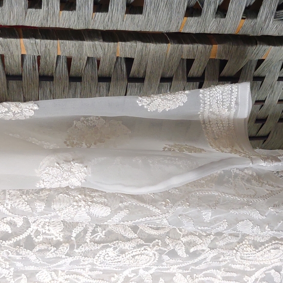 Women's cream sheer tunic - Picture 4 of 12